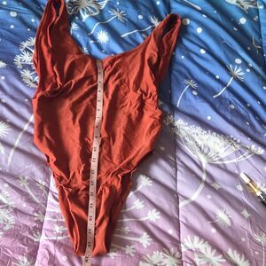 Aerie Rust One Piece Bodysuit Swimsuit Women's Small Solid Wireless Opaque